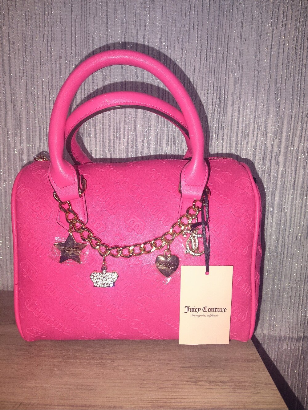 Juicy Couture Bright Pink Charm Satchel